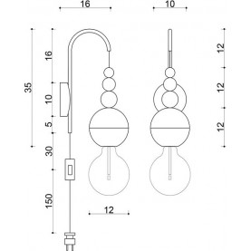 Kinkiet wiszący z wtyczką Loft Bala miętowy Kolorowe kable 2