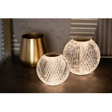 Lampa stołowa szklana glamour Cintra 9cm LED przeźroczysty/mosiądz Lucide