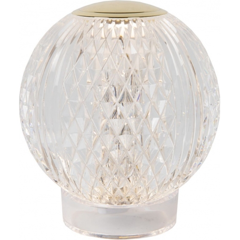 Lampa stołowa szklana glamour Cintra 11cm LED przeźroczysty/mosiądz Lucide