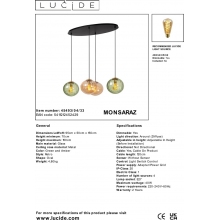 Lampa wisząca 4 szklane kule Monsaraz 95cm zielony/bursztynowy Lucide