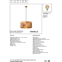 Lampa wisząca bambusowa z dekoracyjnym abażurem Tanselle 45cm Lucide