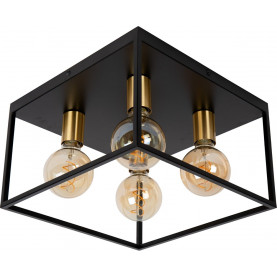 Ruben 36x36cm black&brass loft wire ceiling lamp Lucide