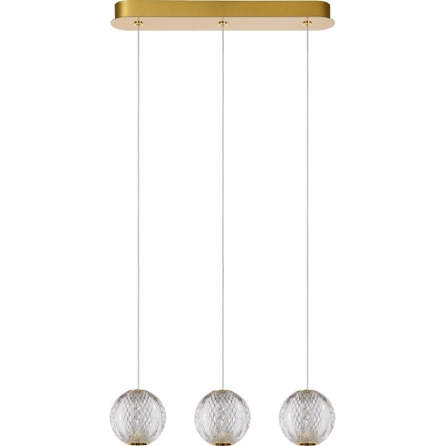 Lampa wisząca glamour Cintra III 48cm przeźroczysty/mosiądz Lucide