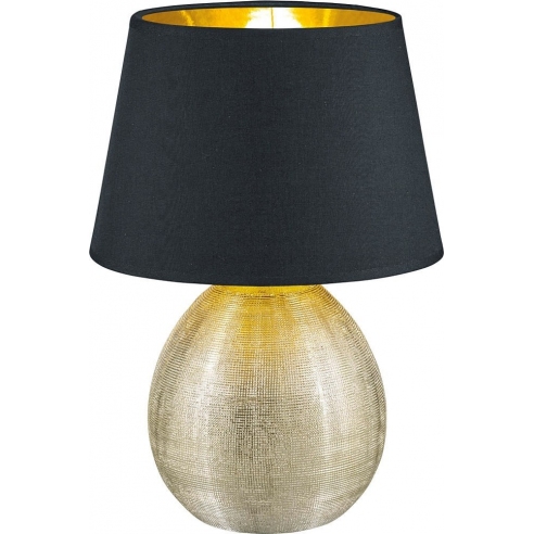 [OUTLET] Lampa stołowa glamour z abażurem Luxor czarny/złoty Reality
