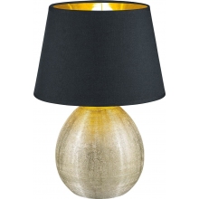 [OUTLET] Lampa stołowa glamour z abażurem Luxor czarny/złoty Reality
