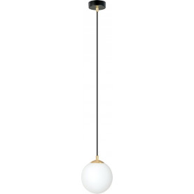 Lampa wisząca szklana kula Royal 14cm biały/złoty/czarny Emibig