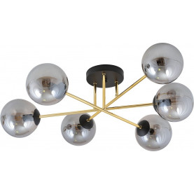 Magnum 75cm graphite&gold&black glamour ceiling lamp with 6 glass spheres Emibig