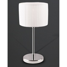 Lampa stołowa nowoczesna z abażurem Conrad 20 Biała/Chrom MaxLight do sypialni i salonu.