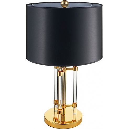 Lampa stołowa glamour z abażurem Exclusivo czarno-złota Step Into Design