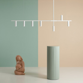 Trevo VII 145cm white linear pendant lamp with spotlights Aldex