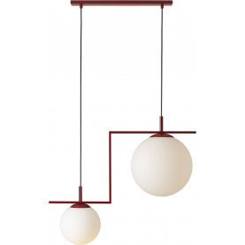 Lampa wisząca 2 szklane kule Zac 72,5cm biały/red wine mat Aldex