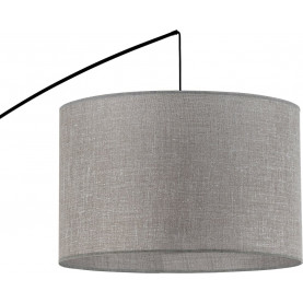 Lampa podłogowa łukowa Moby TK Lighting, szara. Elegancka lampa stojąca z abażurem z tkaniny. Czarna, smukła konstrukcja. Idealne oświetlenie salonu lub sypialni. Prosty, nowoczesny design. 2