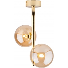 Lampa sufitowa glamour 2 szklane kule Estera 27cm bursztyn/złoty TK Lighting