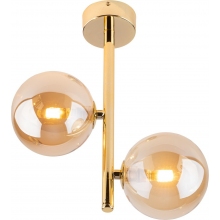 Lampa sufitowa glamour 2 szklane kule Estera 27cm bursztyn/złoty TK Lighting