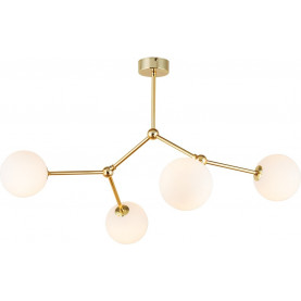 Lampa sufitowa szklana Fairy IV 66cm, biało-złota TK Lighting.  Elegancka lampa sufitowa 4-punktowa z mlecznym szkłem i złotą metalową ramą.  Idealna do wnętrz glamour.  Białe szklane kule rozpraszają światło, tworząc przytulny nastrój.  Nowoczesny design, wysoka jakość wykonania. 2