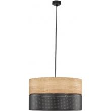 Lampa wisząca ażurowa z drewnem Nicol 50cm czarna TK Lighting