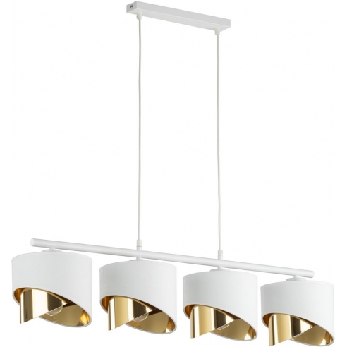 Lampa wisząca glamour z 4 abażurami Grant 95cm biało-złota TK Lighting