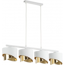Lampa wisząca glamour z 4 abażurami Grant 95cm biało-złota TK Lighting