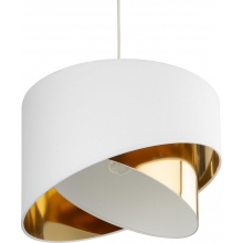Lampa wisząca glamour z abażurem Grant 38cm biało-złota TK Lighting