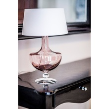 Lampa stołowa szklana glamour Oxford Transparent Copper Biała 4Concept do sypialni, salonu i przedpokoju.