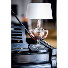 Lampa stołowa szklana glamour Oxford Transparent Copper Biała 4Concept do sypialni, salonu i przedpokoju.
