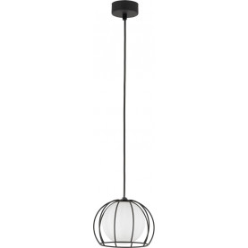 Lampa wisząca druciana ze szklanym kloszem Beniamin 18cm biało-czarna TK Lighting