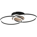 Plafon nowoczesny ze ściemniaczem i pilotem Giro Round LED 46x28cm czarny/drewno Reality