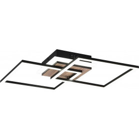 Plafon nowoczesny ze ściemniaczem i pilotem Giro LED 57x35cm czarny/drewno Reality
