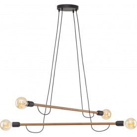 Lampa wisząca loft "patyczak" Helix Wood IV 93cm czarny/orzech TK Lighting