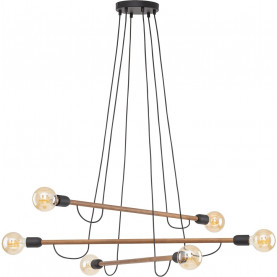 Lampa wisząca loft "patyczak" Helix Wood VI 93cm czarny/orzech TK Lighting