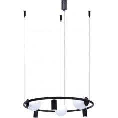 Lampa wisząca 6 szklanych kul z reflektorkami Orbit 78cm biało-czarna Zumaline