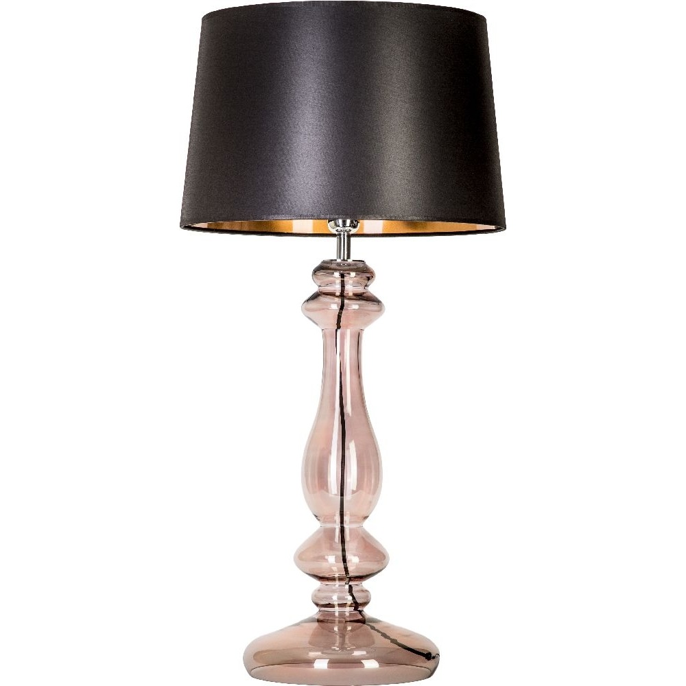 Lampa stołowa szklana glamour Versailles Transparent Copper Czarna 4Concept do sypialni, salonu i przedpokoju.