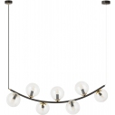 Ritz 95cm transparent&gold&black long rectangular pendant lamp with 7 glass spheres Emibig