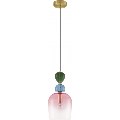 Lampa wisząca szklana dekoracyjna Oro 15,7cm różowy/niebieski/zielony