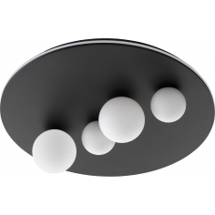 Elena LED 62.2cm black&white round ceiling lamp with 4 glass spheres