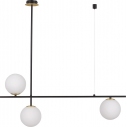 Lampa wisząca podłużna 3 szklane kule Mighty 95cm biały/czarny/mosiądz