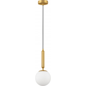 Impress 15cm white opal&brass glass globe glamour pendant lamp