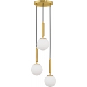 Impress 35cm white opal&brass glamour pendant lamp with 3 glass globes