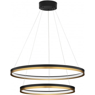 Lampa wisząca okrągła Davis II LED 80cm czarny/złoty mosiądz