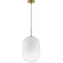 Rabell 24cm white&brass glass pendant lamp
