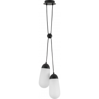 Lampa wisząca szklana 2 punktowa Ellipse 25,2cm biało-czarna