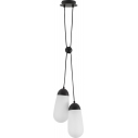 Lampa wisząca szklana 2 punktowa Ellipse 25,2cm biało-czarna