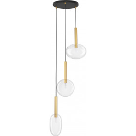 Lampa wisząca szklana glamour 3 punktowa Sophia 50cm przeźroczysty/złoty