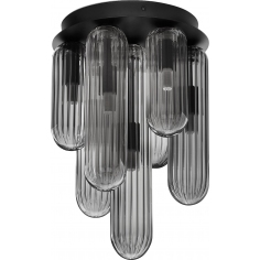 Riffed VII 23cm grey retro glass ceiling lamp