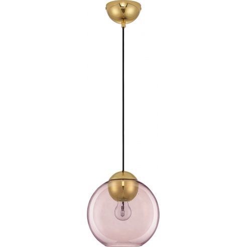 Lampa wisząca szklana kula retro Verde 24cm różowa