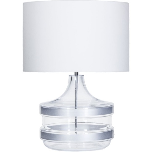 Lampa stołowa szklana Baden Baden Silver Biała 4Concept do sypialni, salonu i przedpokoju.