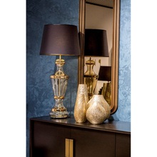 Lampa stołowa szklana glamour Roma Gold Czarna 4Concept do sypialni, salonu i przedpokoju.