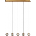 Dilenko LED 84cm transparent & frosted gold dimmable pendant lamp with glass spheres on a strip Lucide