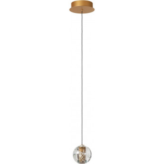 Lampa wisząca szklana kula glamour Dilenko LED 14cm przezroczysty / matowe złoto Lucide