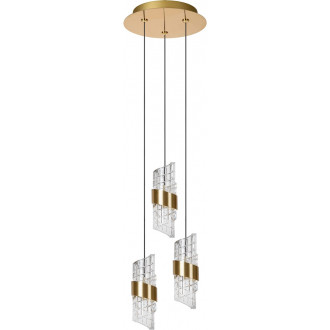 Lampa wisząca hampton potrójna Kligande LED 25cm 2700K przeźroczysty / matowe złoto Lucide